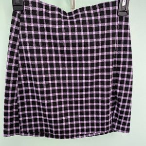 3/$18 Divided purple and black plaid skirt Size XS
